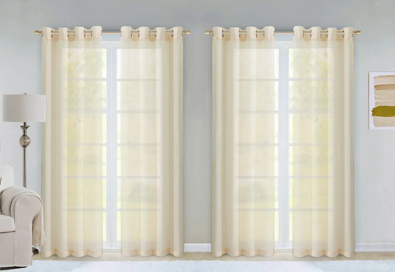 Dainty Home Malibu Solid Airy & Breathable Semi-Sheer Light Filtering Extra Wide Grommet Set Of 4 Window Panels