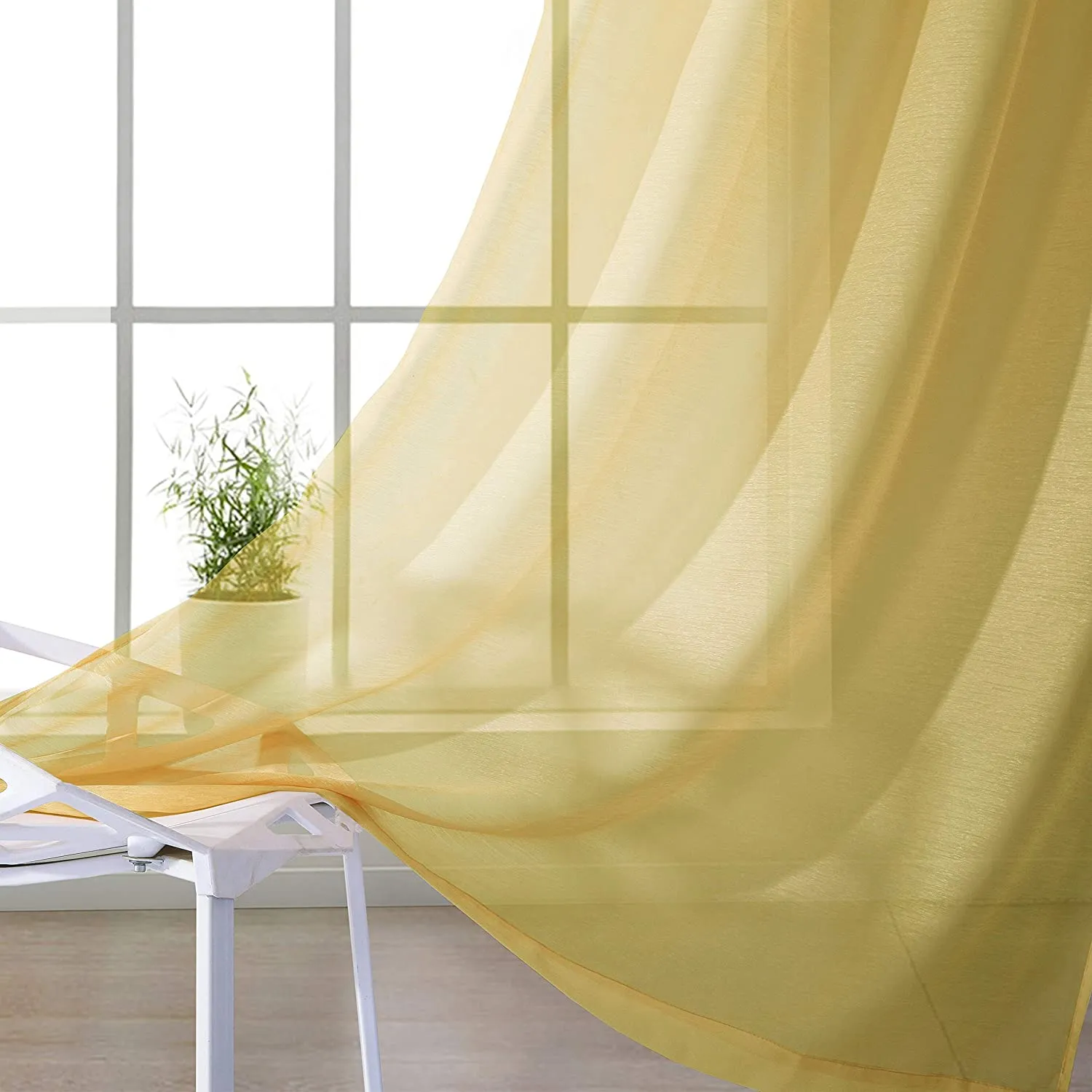 Dainty Home Malibu Solid Airy & Breathable Semi-Sheer Light Filtering Extra Wide Grommet Set Of 4 Window Panels