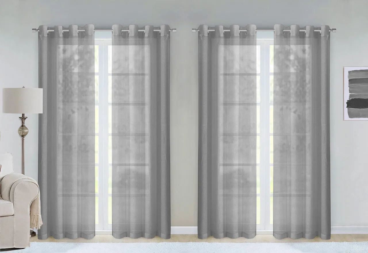 Dainty Home Malibu Solid Airy & Breathable Semi-Sheer Light Filtering Extra Wide Grommet Set Of 4 Window Panels