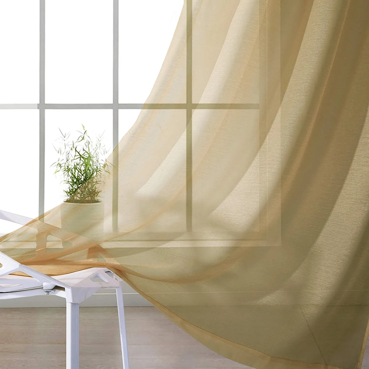 Dainty Home Malibu Solid Airy & Breathable Semi-Sheer Light Filtering Extra Wide Grommet Set Of 4 Window Panels