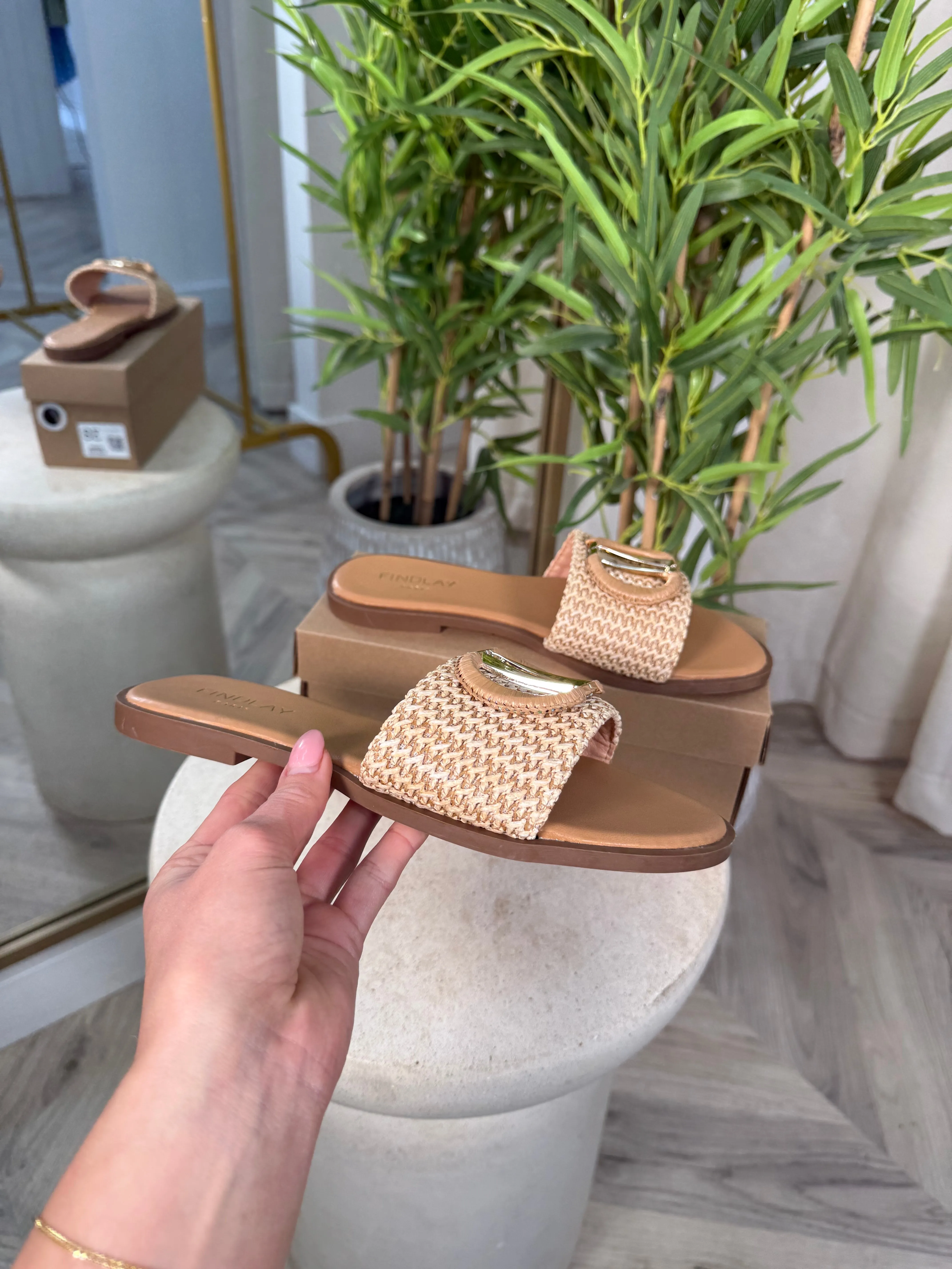 Danica Gold Detailed Flat Sandals