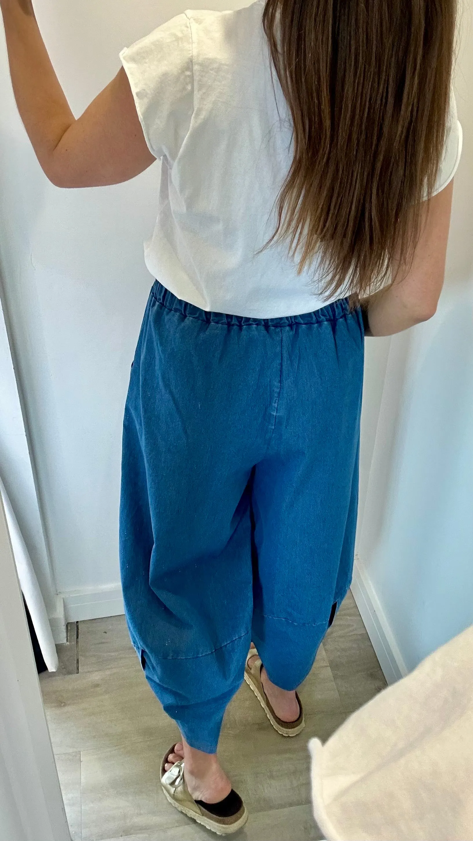 DENIM CROPPED POCKET TROUSERS