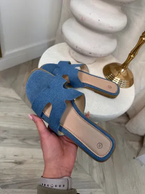 Denim Harper Flat Sandals