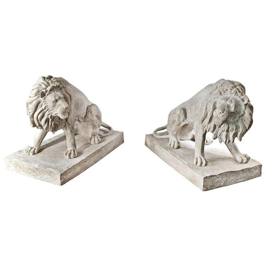 Design Toscano- Kingsbury Garden Giant Lion Sentinel Statues: Set of Two
