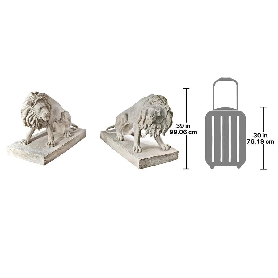 Design Toscano- Kingsbury Garden Giant Lion Sentinel Statues: Set of Two