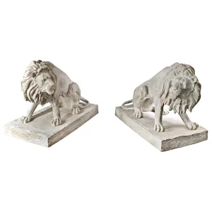 Design Toscano- Kingsbury Garden Giant Lion Sentinel Statues: Set of Two