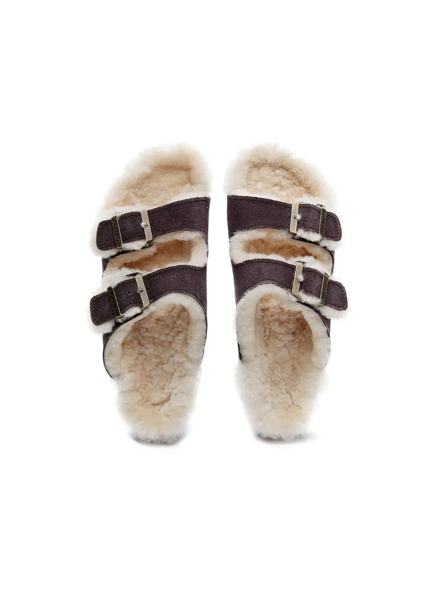 Dual-Strap Wool-Lined Suede Sandal