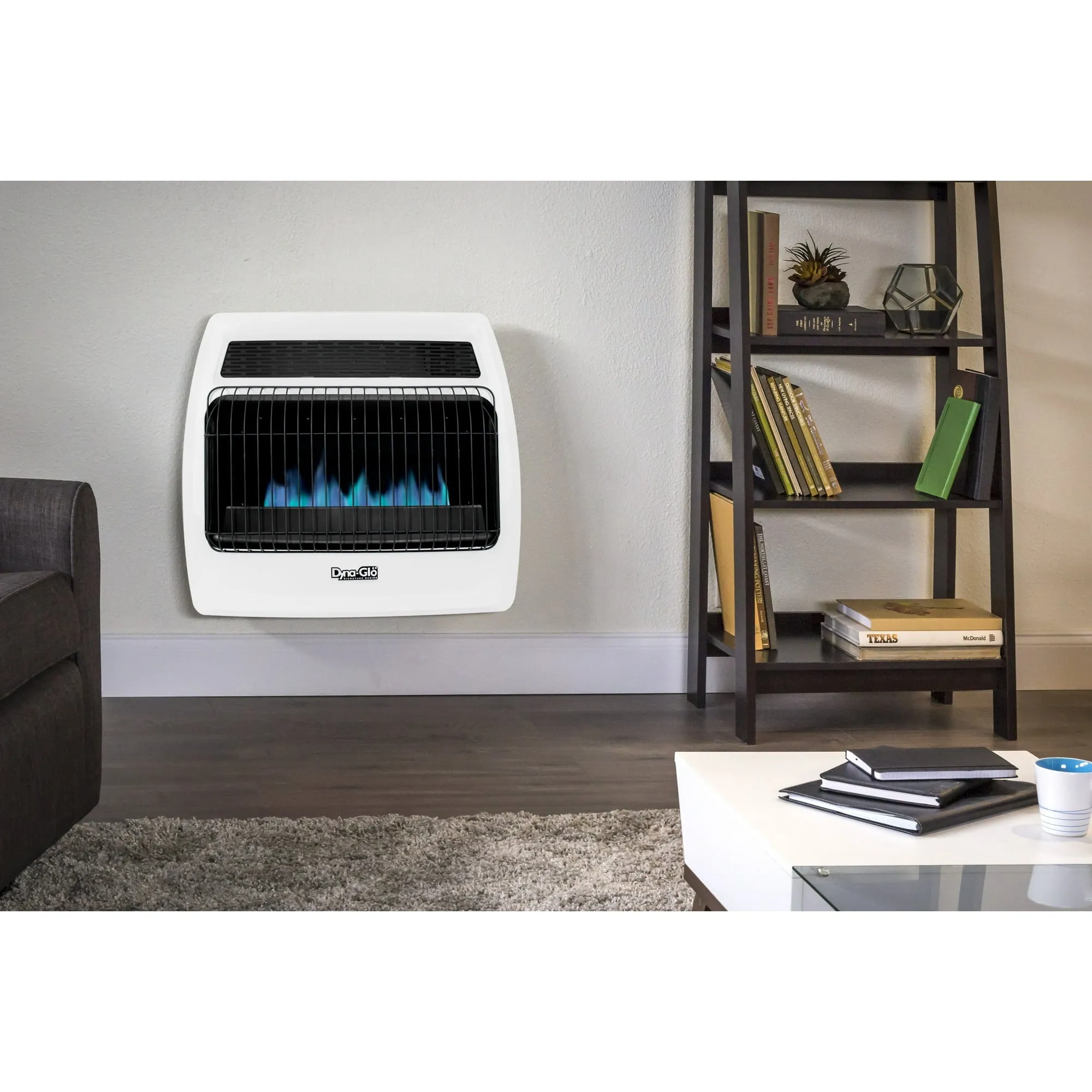 Dyna-Glo 30,000 BTU Liquid Propane Blue Flame Vent Free Thermostatic Wall Heater,White - new