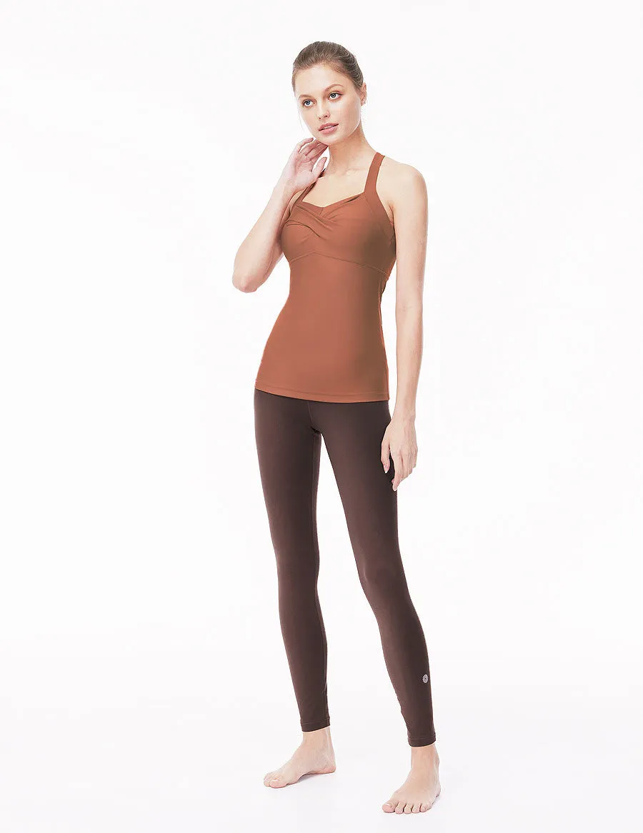 easyoga LA-VEDA U-Shirred Tank13 - R37 Cedar Red