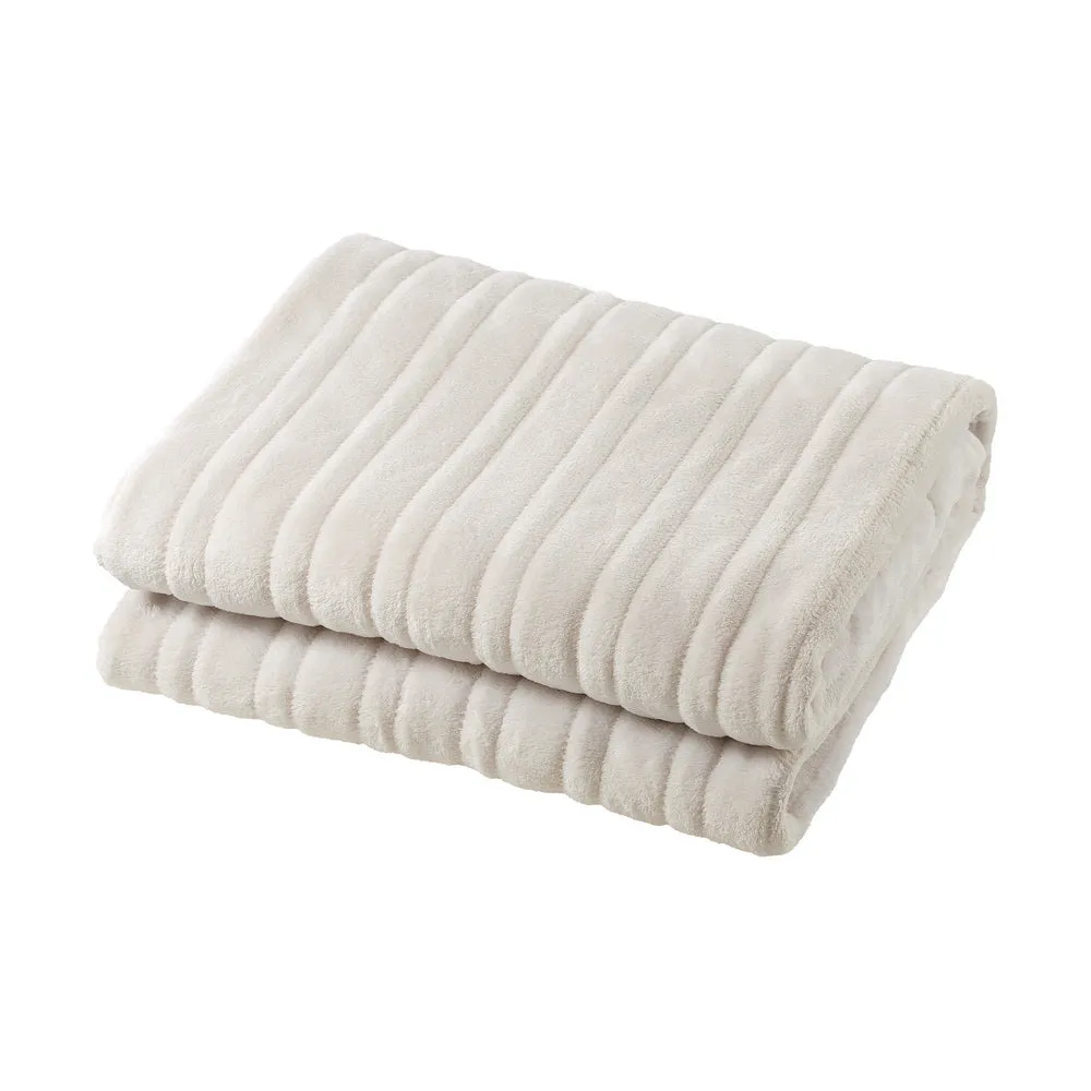 Electric Heated Throw Rug Washable Flannel Cream