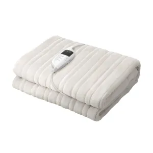 Electric Heated Throw Rug Washable Flannel Cream