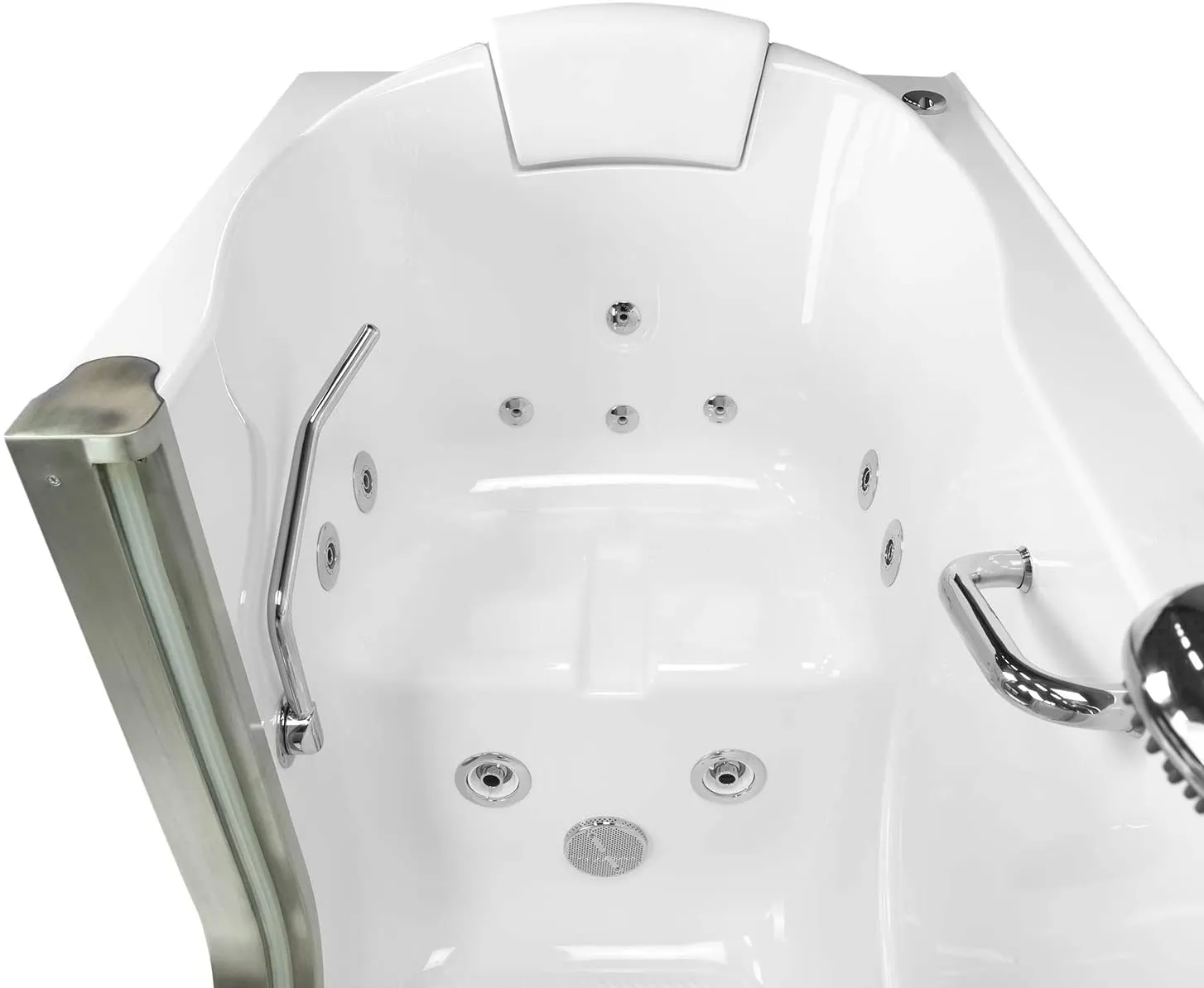 Ella's Bubbles HH3058-HB Deluxe 30"x 55" Hydro Massage Acrylic Walk-in Bathtub with Heated Seat, Right Inward Swing Door, Ella 5pc. Fast-Fill Faucet, Dual 2" Drains, 30x55x38, White