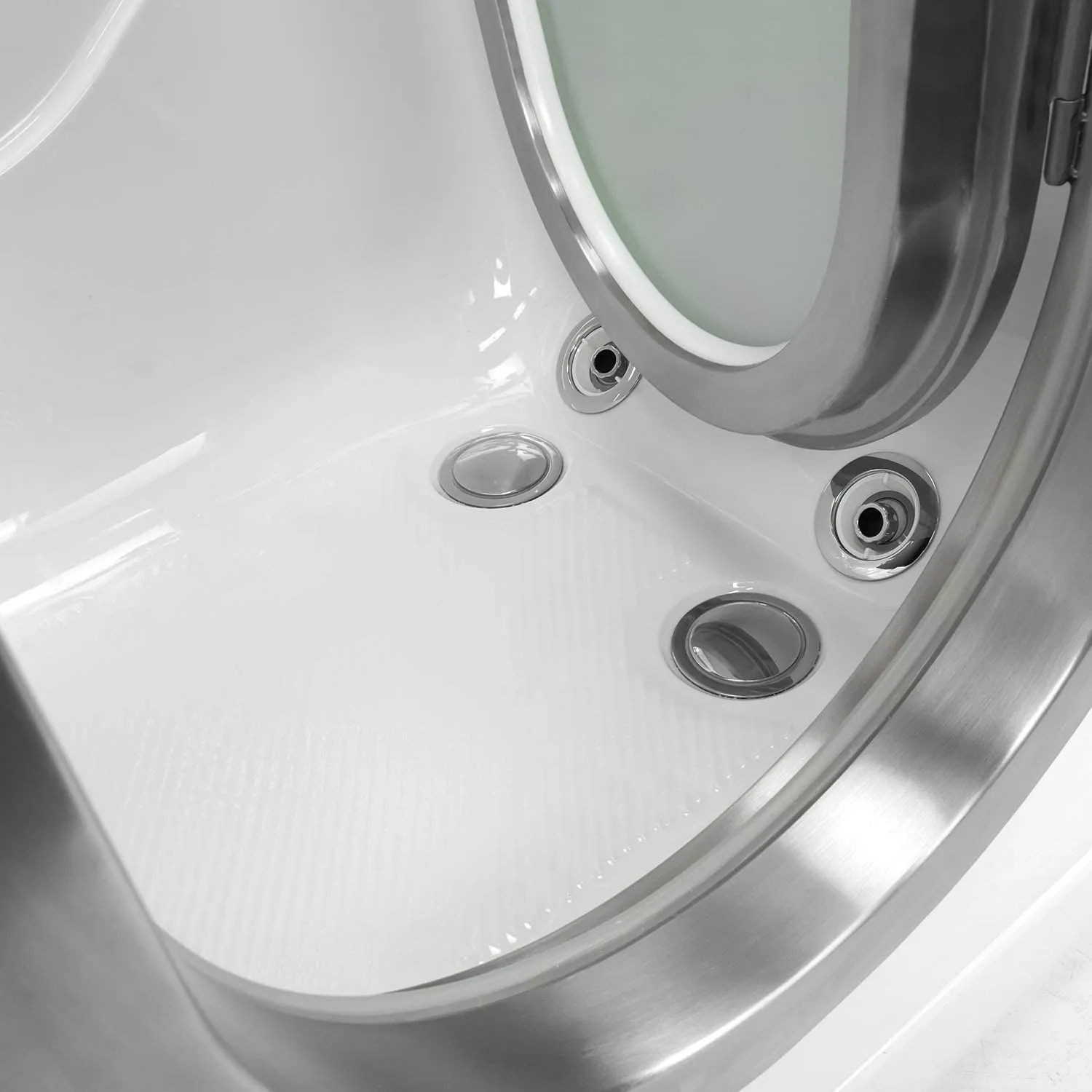 Ella's Bubbles HH3058-HB Deluxe 30"x 55" Hydro Massage Acrylic Walk-in Bathtub with Heated Seat, Right Inward Swing Door, Ella 5pc. Fast-Fill Faucet, Dual 2" Drains, 30x55x38, White
