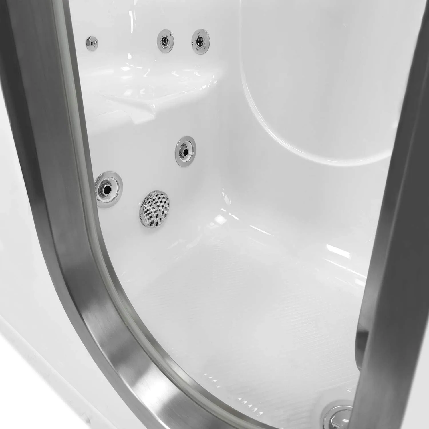 Ella's Bubbles HH3058-HB Deluxe 30"x 55" Hydro Massage Acrylic Walk-in Bathtub with Heated Seat, Right Inward Swing Door, Ella 5pc. Fast-Fill Faucet, Dual 2" Drains, 30x55x38, White