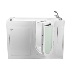 Ella's Bubbles OA2660A-R Lounger Air Massage Acrylic Walk-in Bathtub, Right Outward Swing Door, Thermostatic Faucet, Dual 2" Drains, 27" x 60" x 43", White
