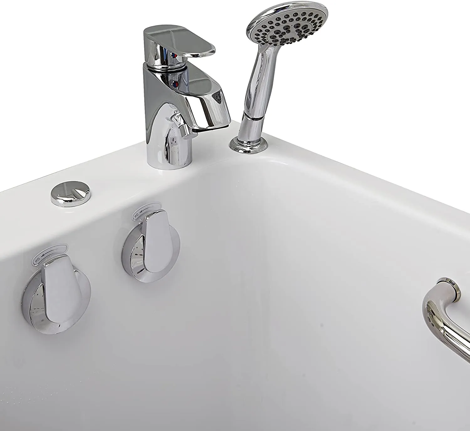 Ella's Bubbles OA2660DH-L Lounger Air and Hydro Massage Acrylic Walk-in Bathtub with Heated Seat, Left Outward Swing Door, Thermostatic Faucet, Dual 2" Drains, 27" x 60" x 43", White