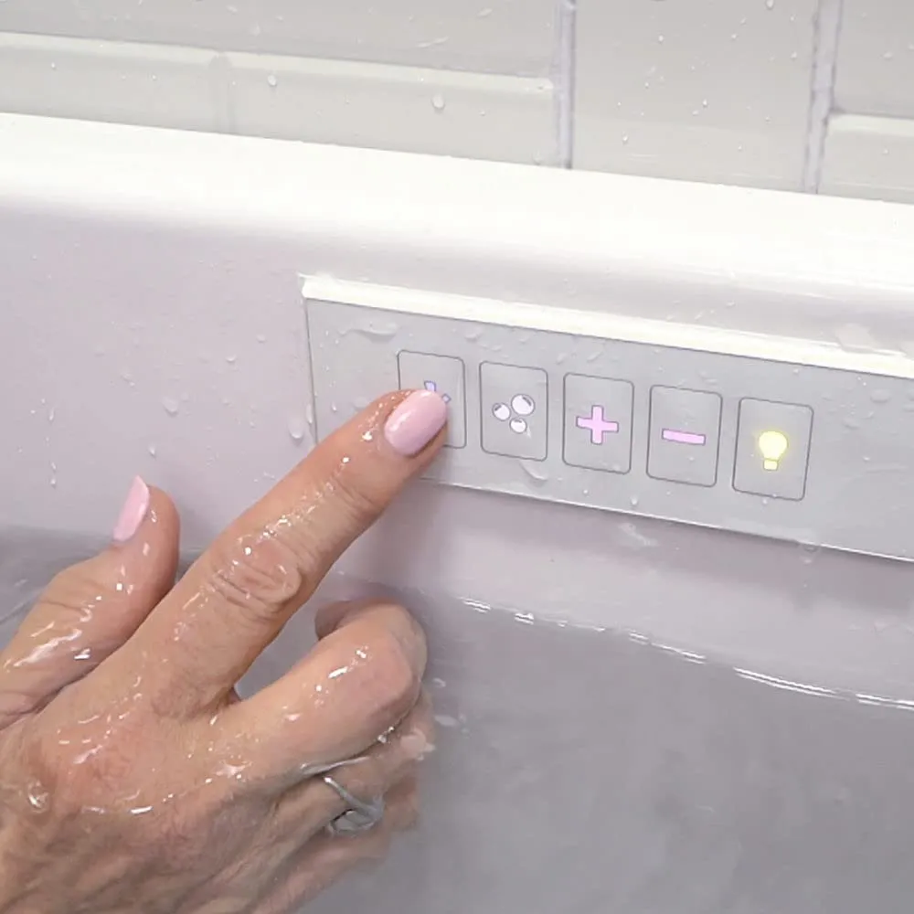 Ella's Bubbles OA2660DH-L Lounger Air and Hydro Massage Acrylic Walk-in Bathtub with Heated Seat, Left Outward Swing Door, Thermostatic Faucet, Dual 2" Drains, 27" x 60" x 43", White
