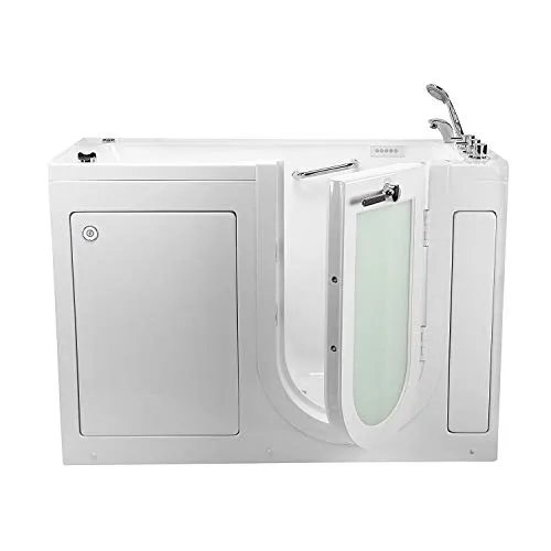 Ella's Bubbles OA2660DH-R Lounger Air and Hydro Massage and Heated Seat Walk-In Bathtub with Right Outward Swing Door, Thermostatic Faucet, Dual 2" Drains, 27" x 60" x 43", White