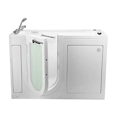 Ella's Bubbles OA2660DM-L Lounger Air and Hydro Massage, Microbubble Acrylic Walk-in Bathtub, Left Outward Swing Door, Thermostatic Faucet, Dual 2" Drains, 27" x 60" x 43", White