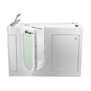 Ella's Bubbles OA2660DM-L Lounger Air and Hydro Massage, Microbubble Acrylic Walk-in Bathtub, Left Outward Swing Door, Thermostatic Faucet, Dual 2" Drains, 27" x 60" x 43", White