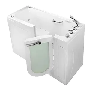 Ella's Bubbles OA2660DMH-R Lounger Air and Hydro Massage, Microbubble Acrylic Walk-in Bathtub with Heated Seat, Right Outward Swing Door, Thermostatic Faucet, Dual 2" Drains, 27" x 60" x 43", White
