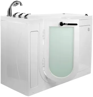 Ella's Bubbles OA2660H-L-HB Lounger Hydro Massage Walk-In Bathtub with Left Outward Swing Door, Ella 5pc. Fast-Fill Faucet, Dual 2" Drains, 27" x 60" x 43", White