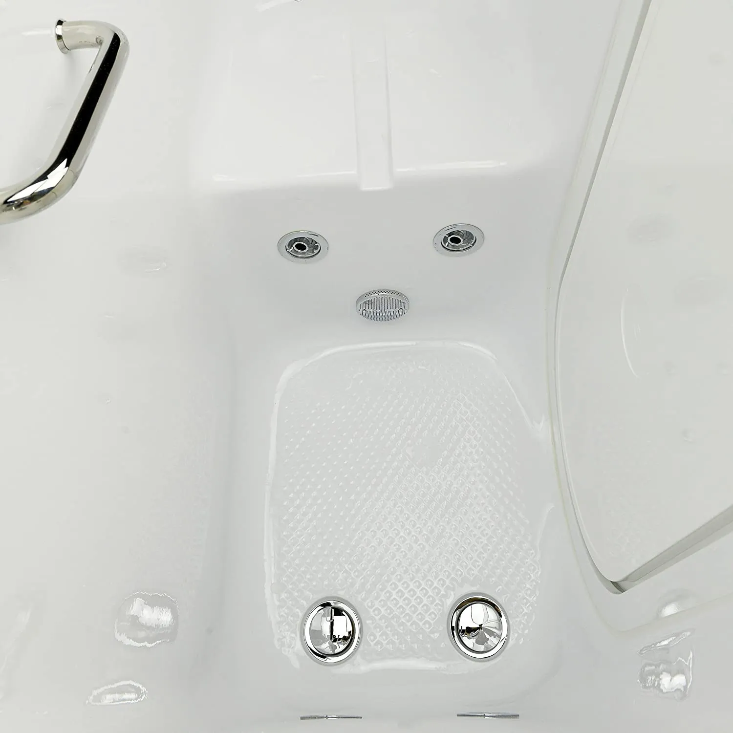 Ella's Bubbles OA2660H-L-HB Lounger Hydro Massage Walk-In Bathtub with Left Outward Swing Door, Ella 5pc. Fast-Fill Faucet, Dual 2" Drains, 27" x 60" x 43", White