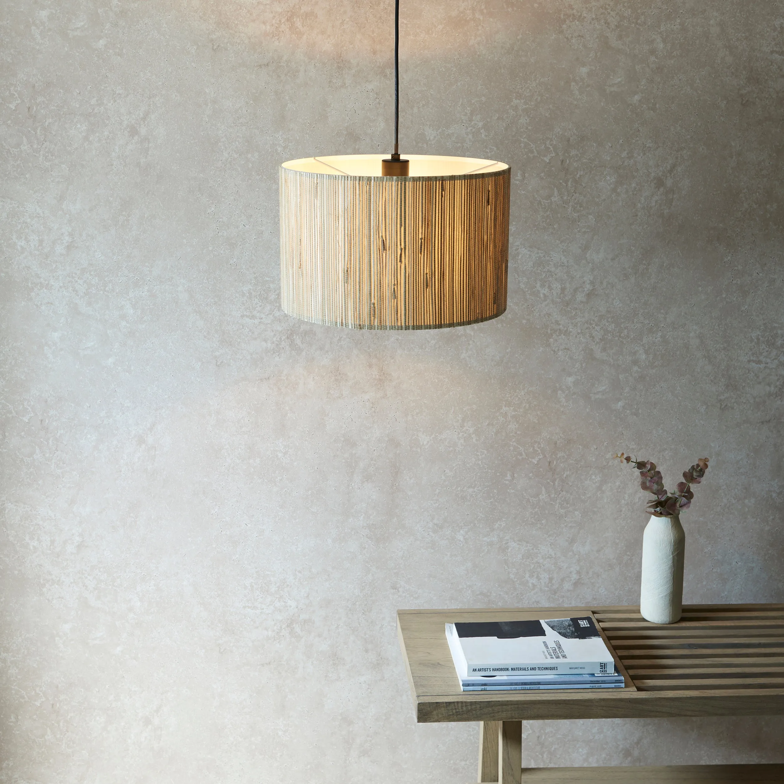 Endon 101691 Longshore 1lt Pendant Natural seagrass & matt black 10W LED E27 (Required)