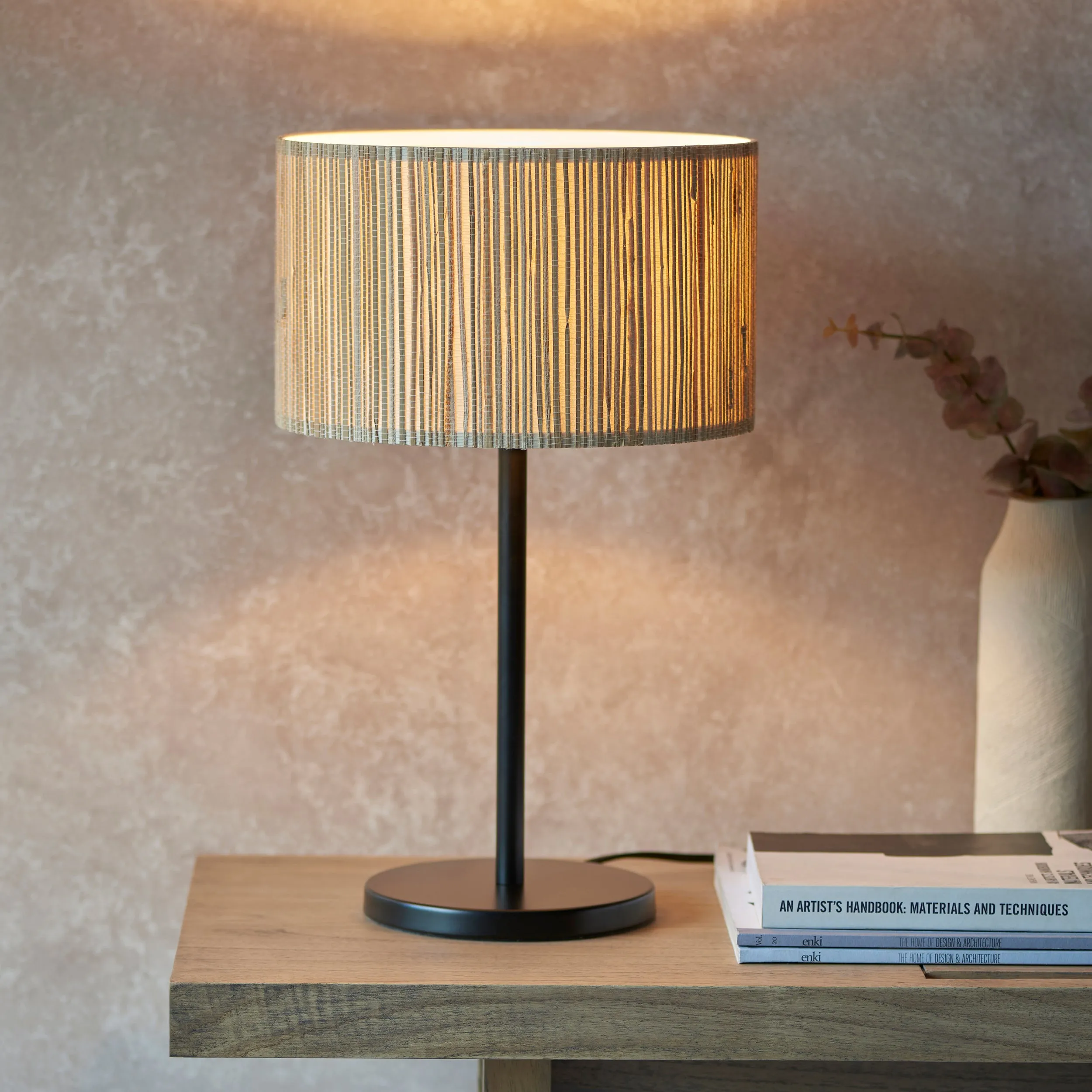 Endon 101693 Longshore 1lt Table Natural seagrass & matt black 10W LED E27 (Required)