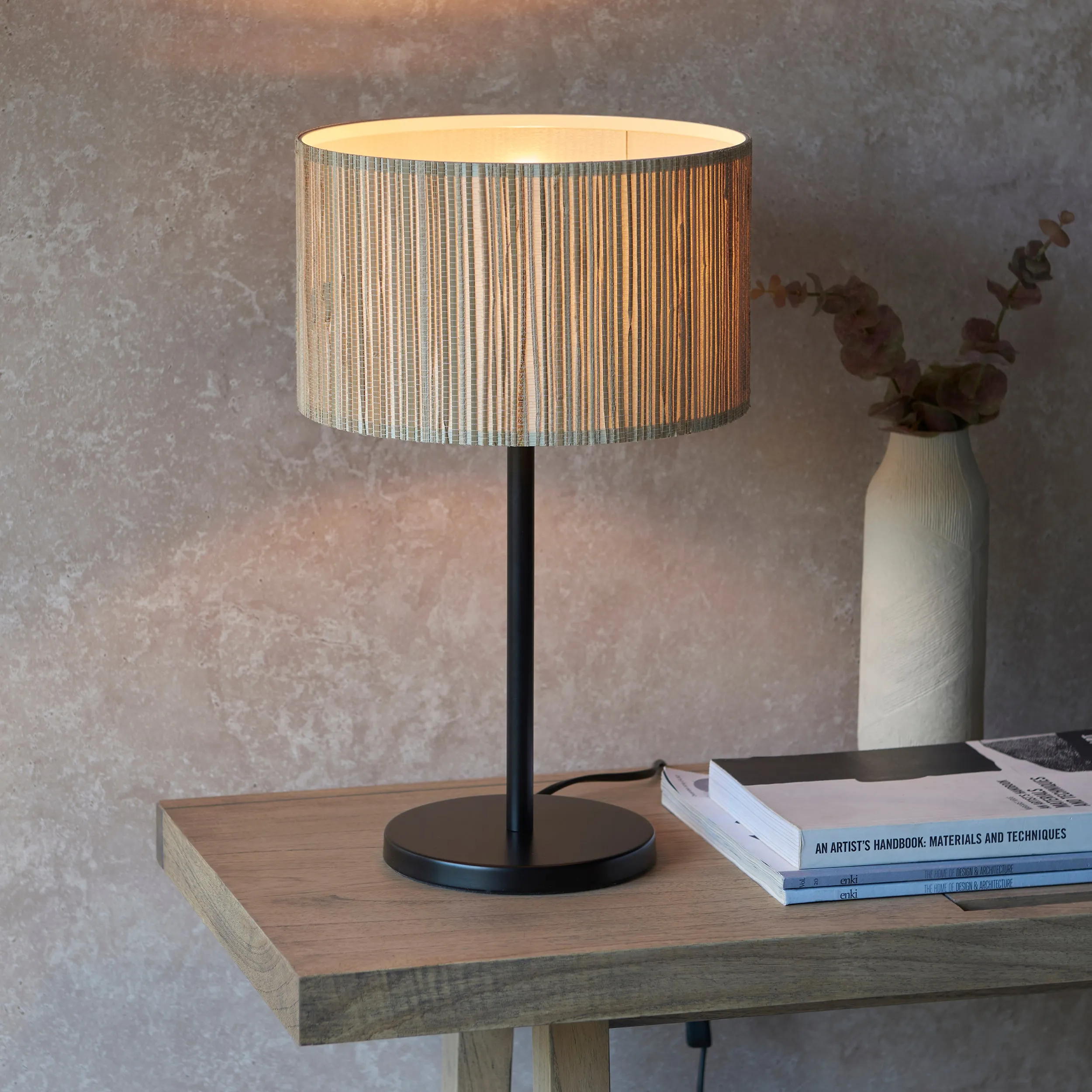 Endon 101693 Longshore 1lt Table Natural seagrass & matt black 10W LED E27 (Required)