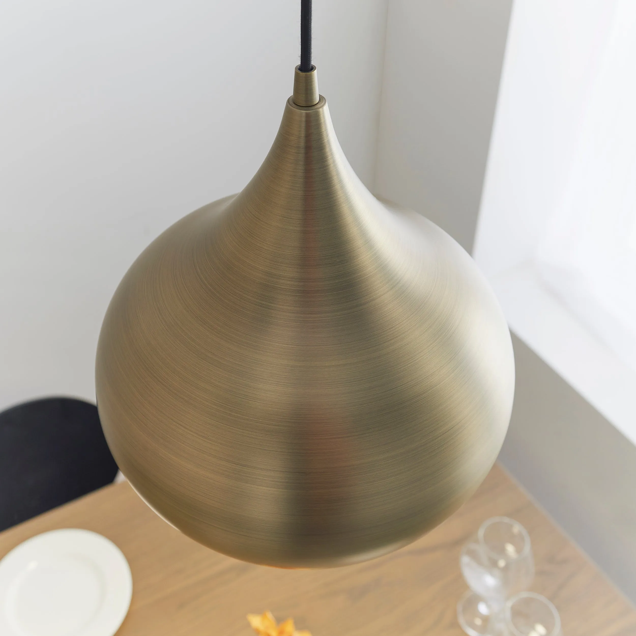 Endon 61299 Brosnan 1lt Pendant Matt antique brass paint 19W LED (SMD 2835) Cool White