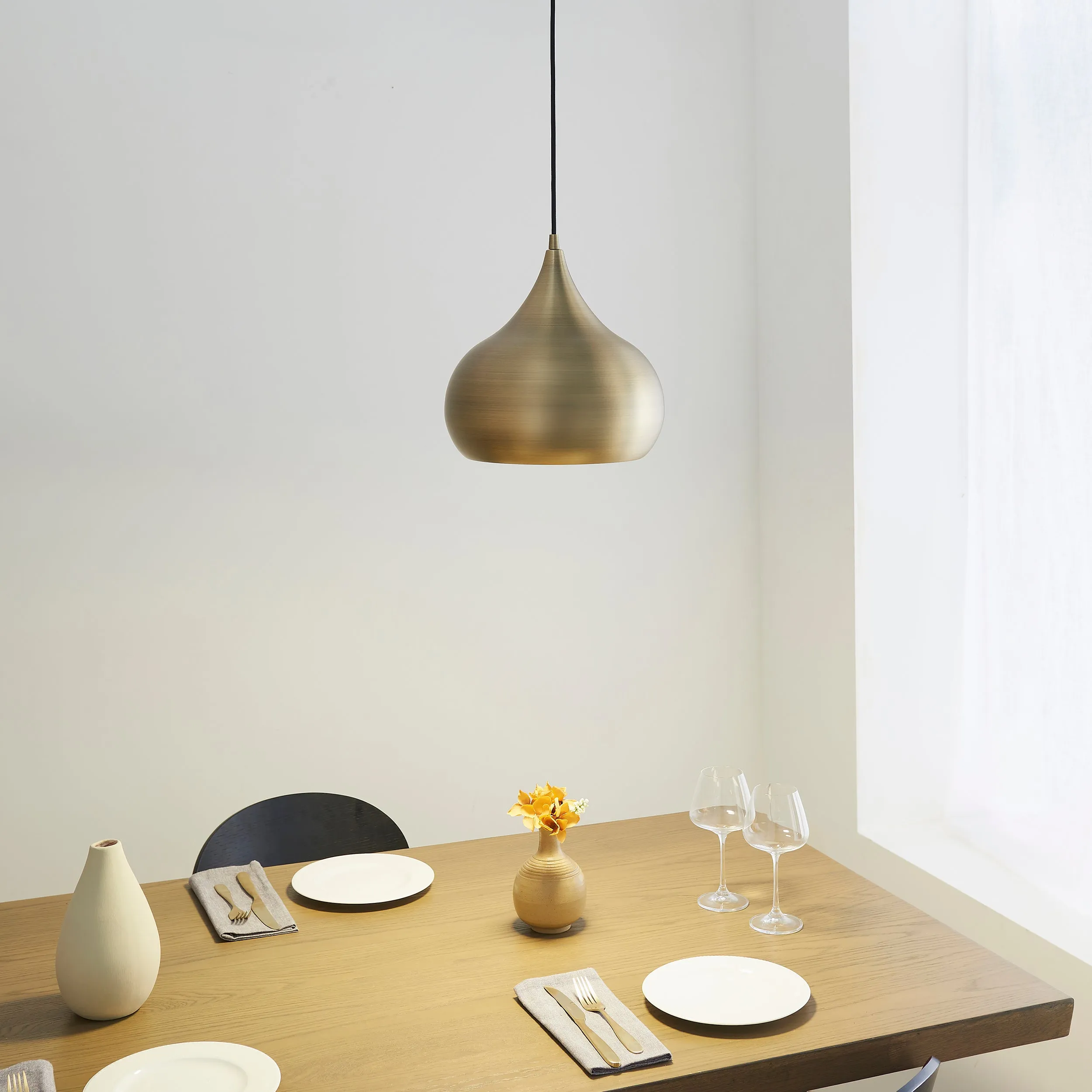 Endon 61299 Brosnan 1lt Pendant Matt antique brass paint 19W LED (SMD 2835) Cool White