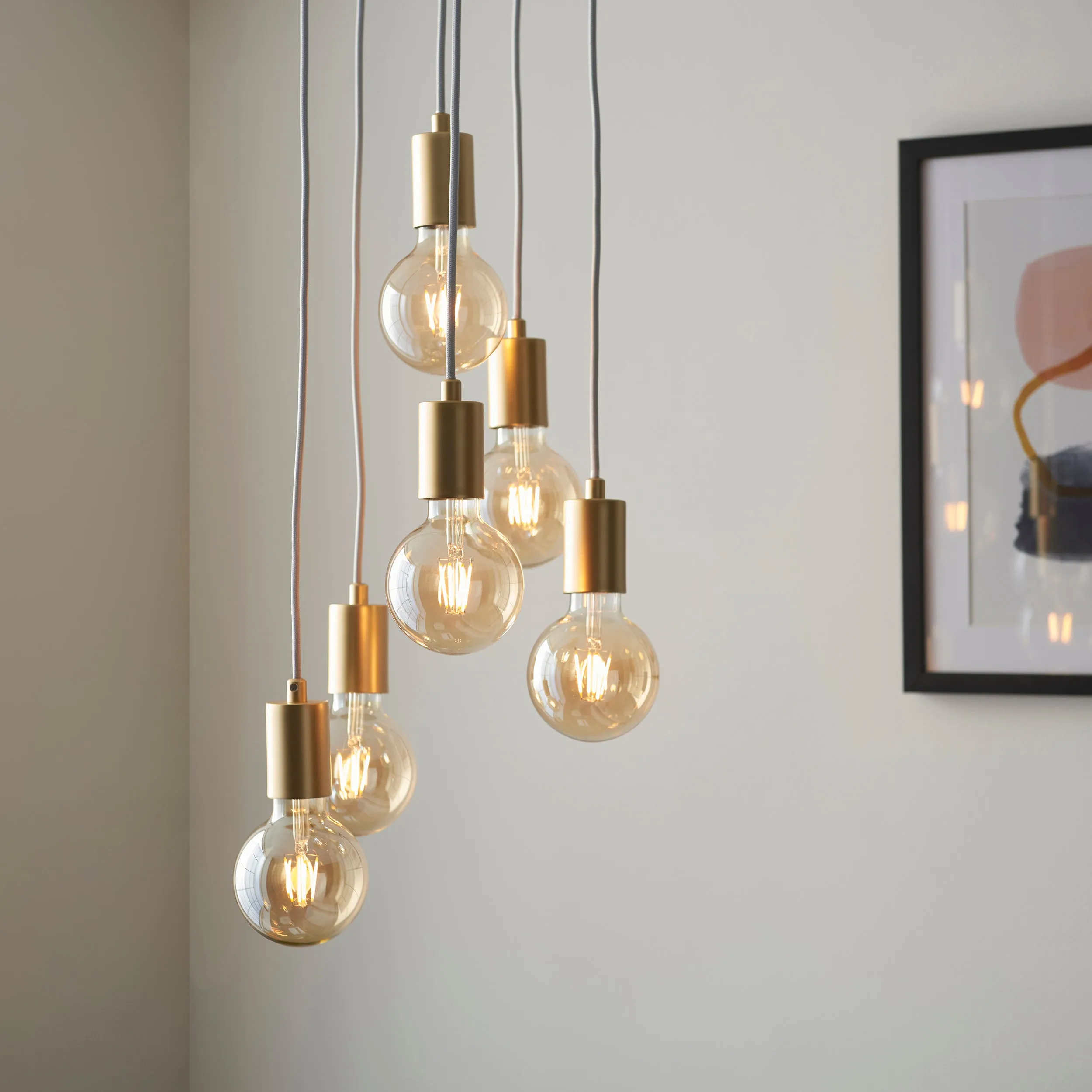Endon 98136 Studio 6lt Pendant Soft gold paint 6 x 10W LED E27 (Required)