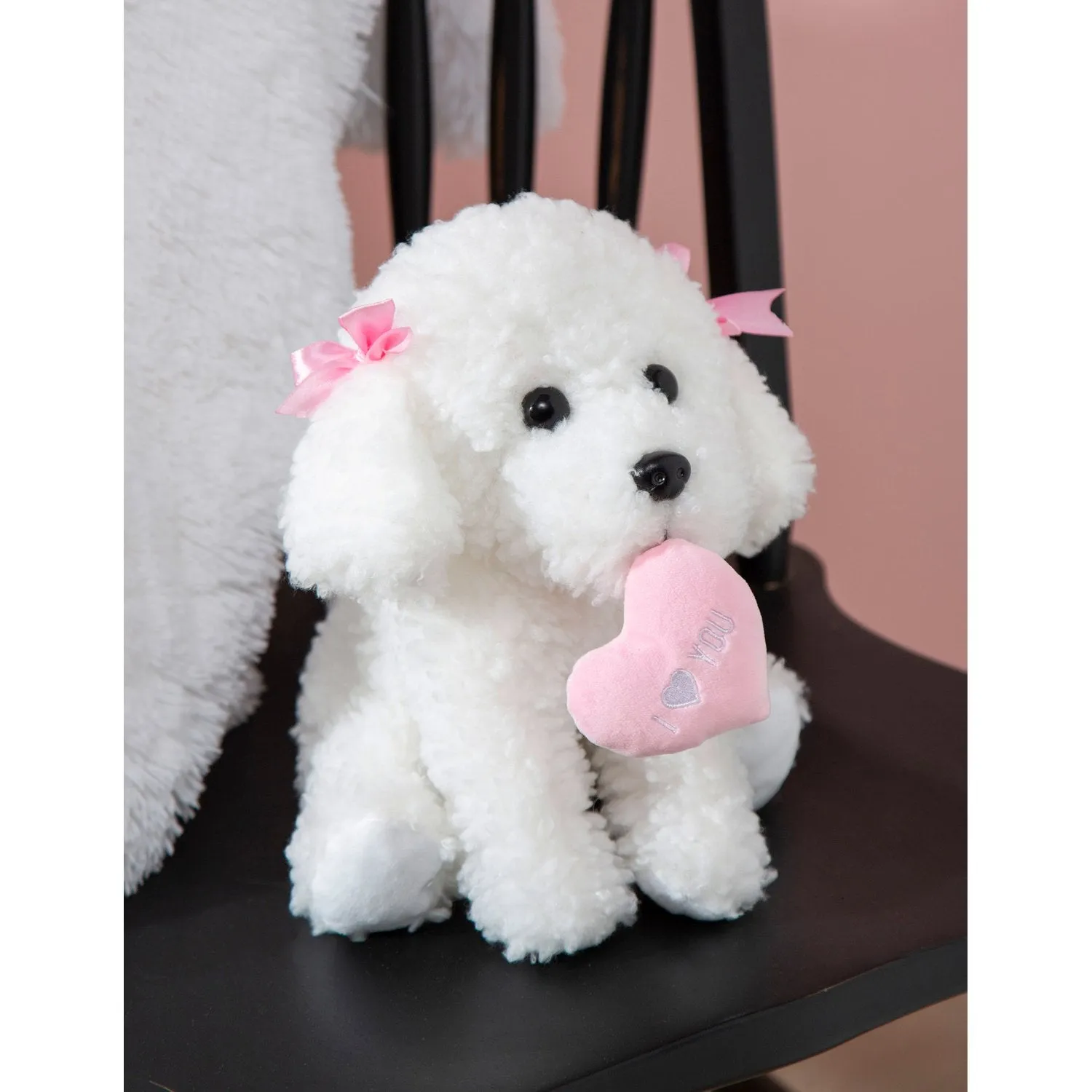 Evergreen Gifts,10" Plush Valentine's Bichon Frise,8.66x7x10 Inches