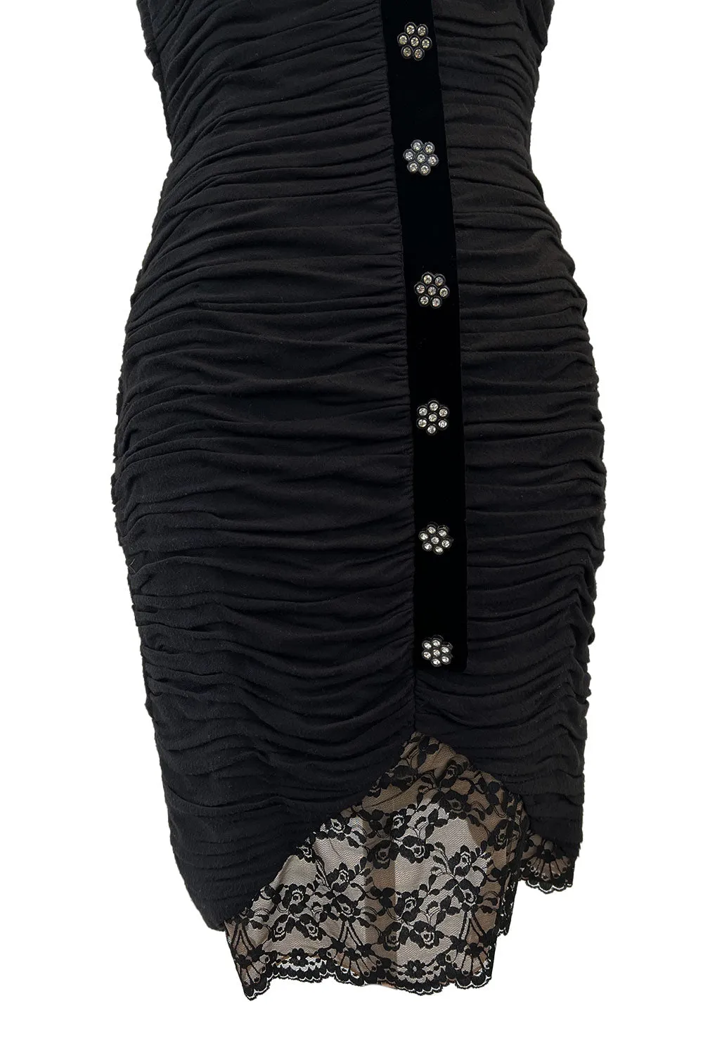 Fall 1988 Oscar de la Renta Miss O Gathered Dress w Incredible Back Button Finish