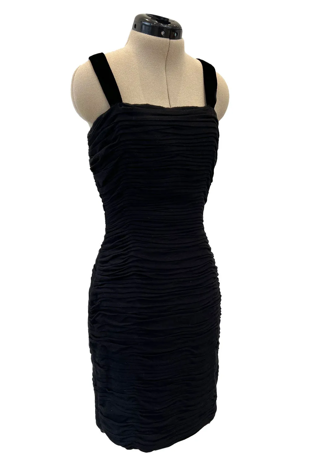 Fall 1988 Oscar de la Renta Miss O Gathered Dress w Incredible Back Button Finish