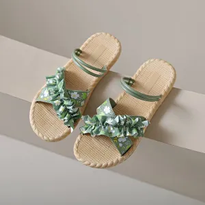 Floral Ruffle Woven Sandals