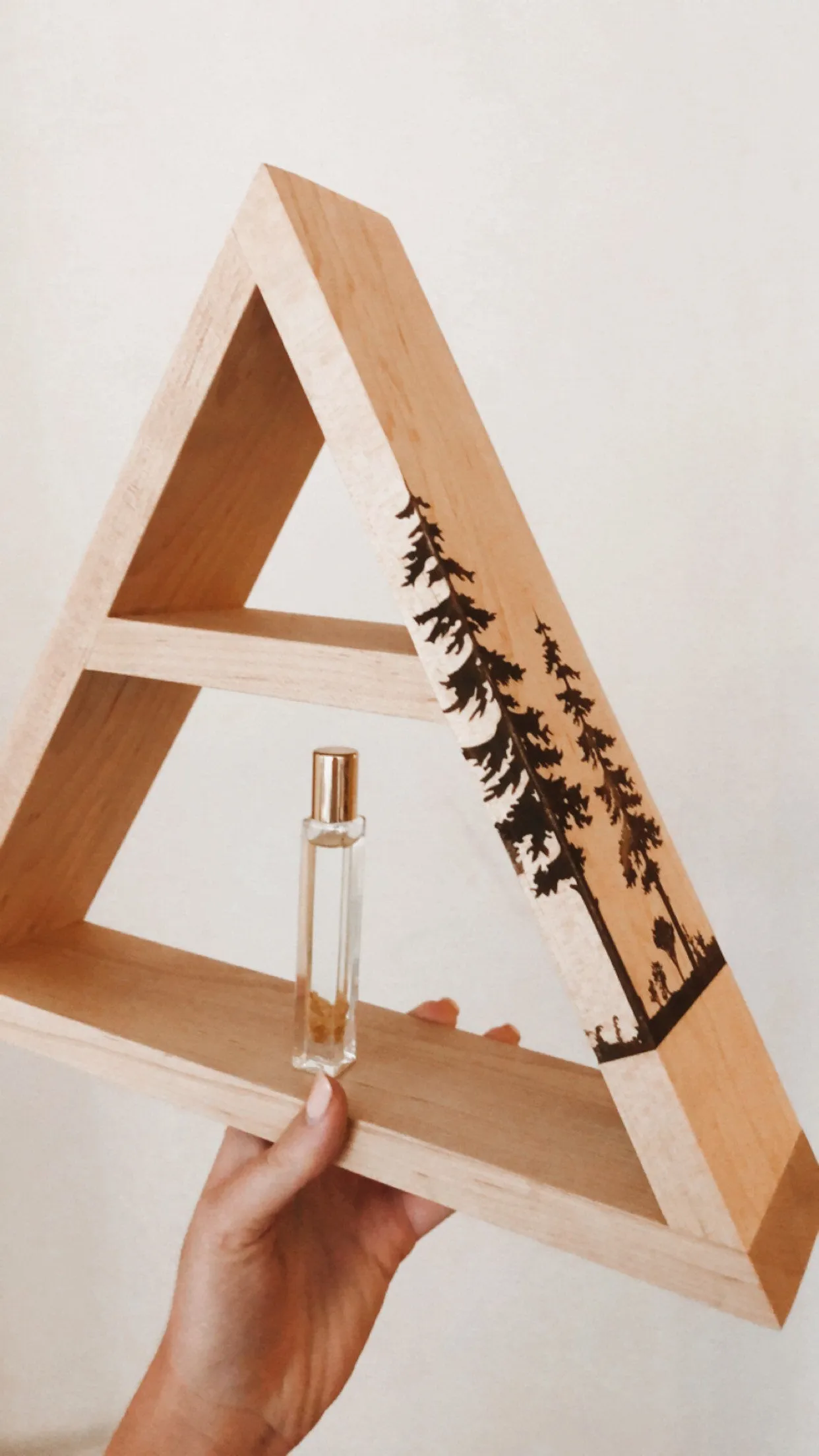 Forest Tree Laser Engraved Triangle Shelf