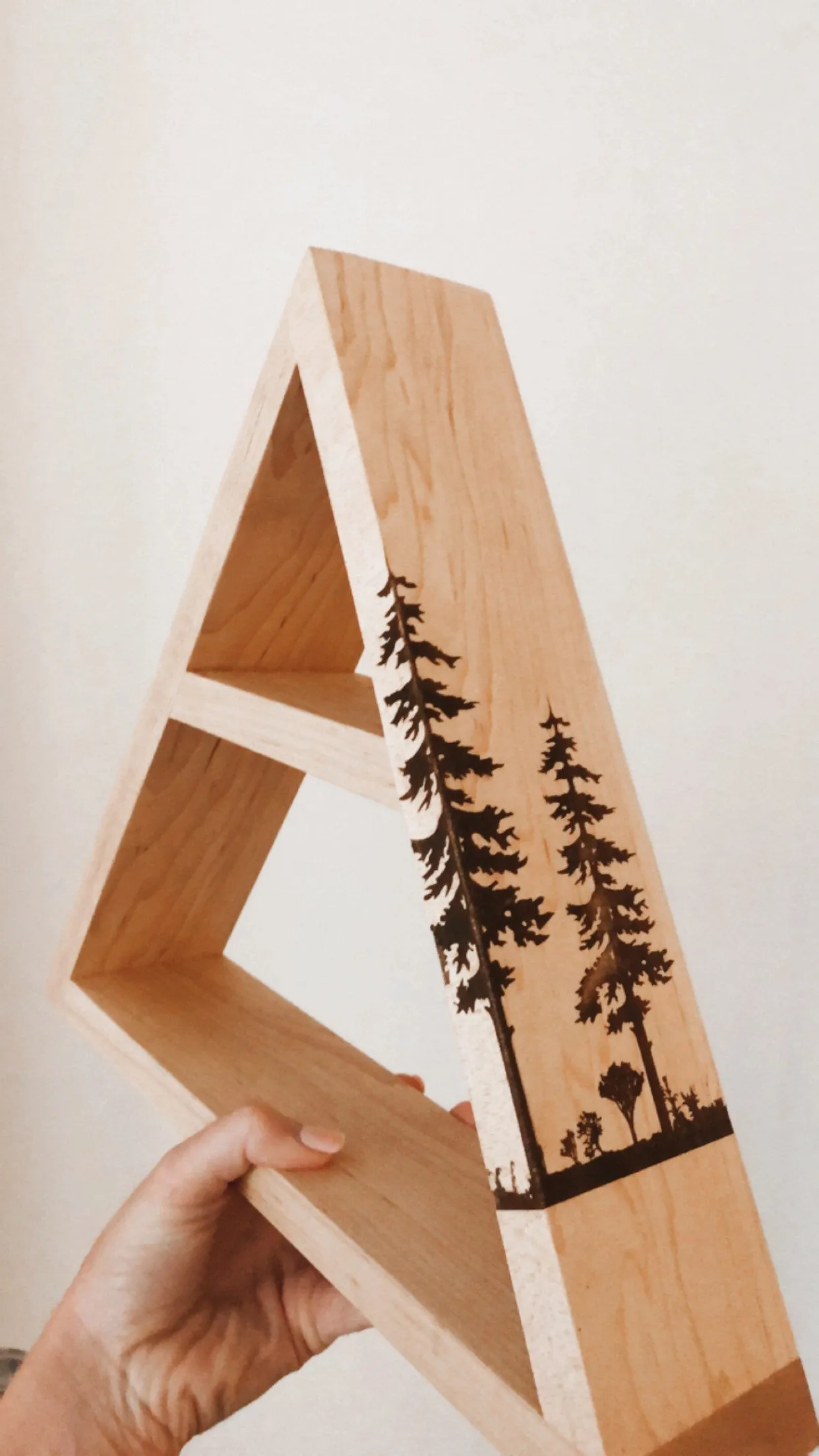 Forest Tree Laser Engraved Triangle Shelf