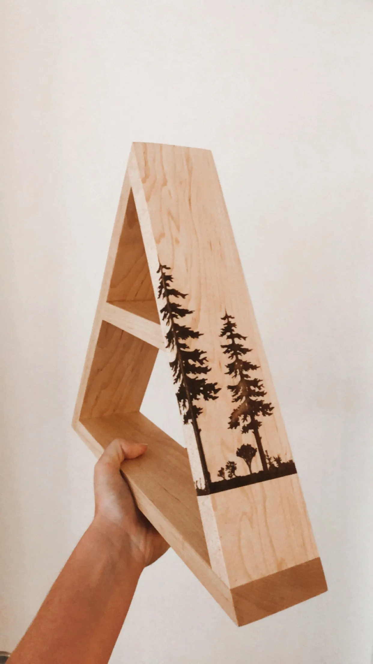 Forest Tree Laser Engraved Triangle Shelf
