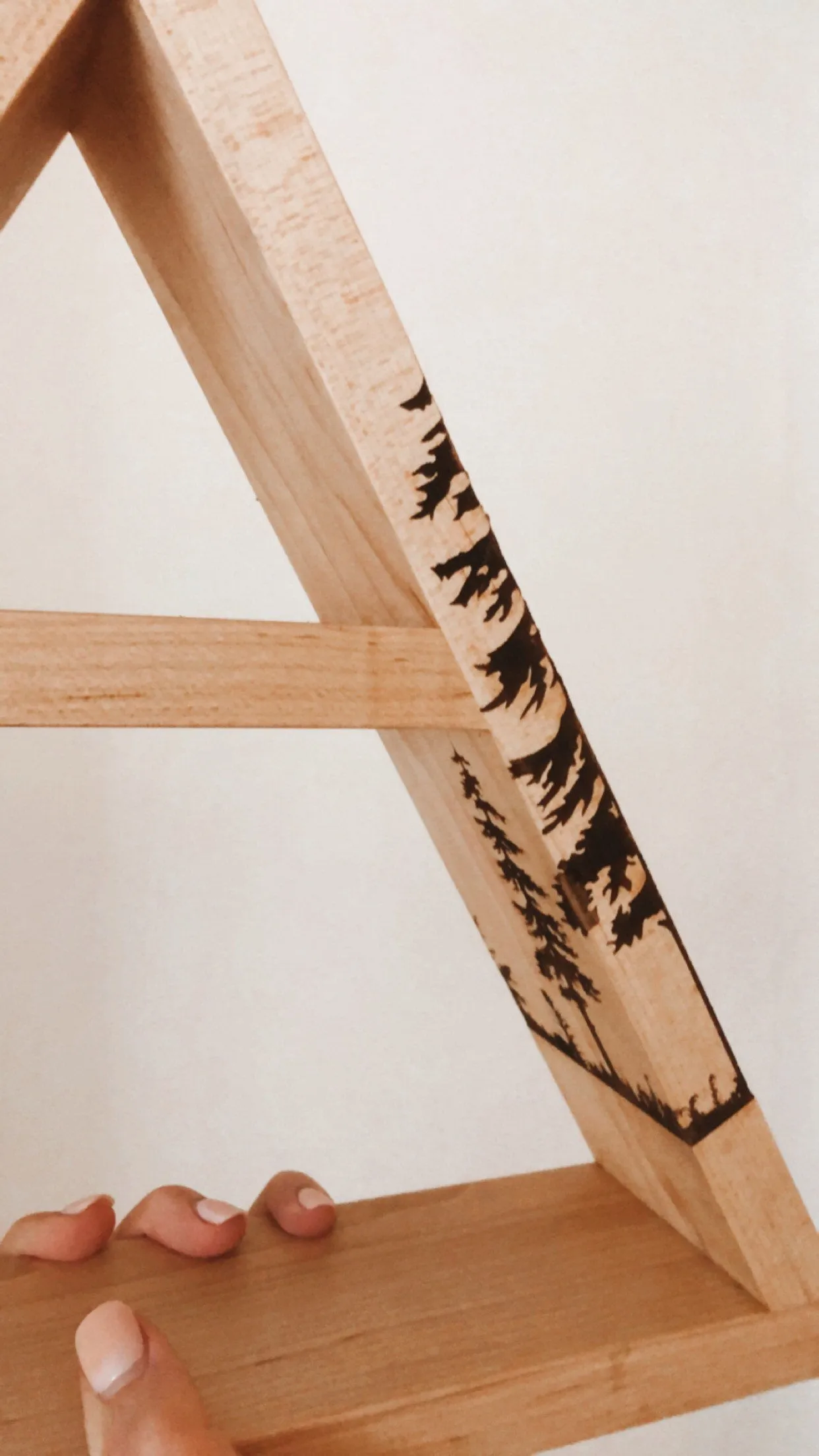 Forest Tree Laser Engraved Triangle Shelf