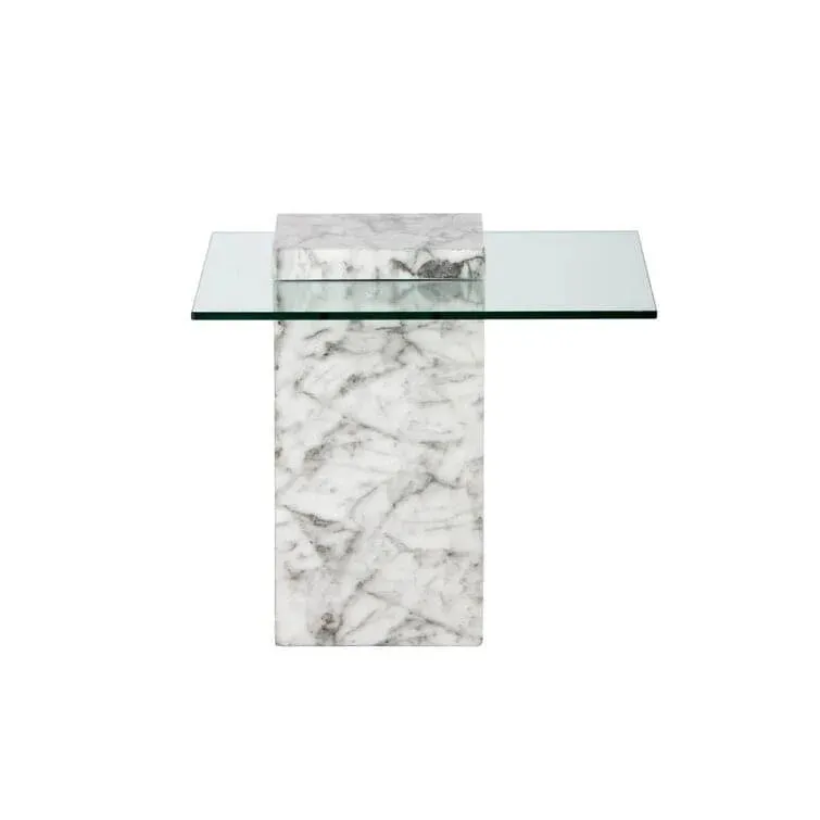 Genuine Marble and Glass End Table