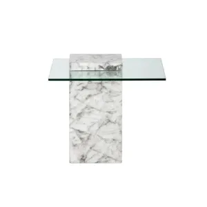 Genuine Marble and Glass End Table