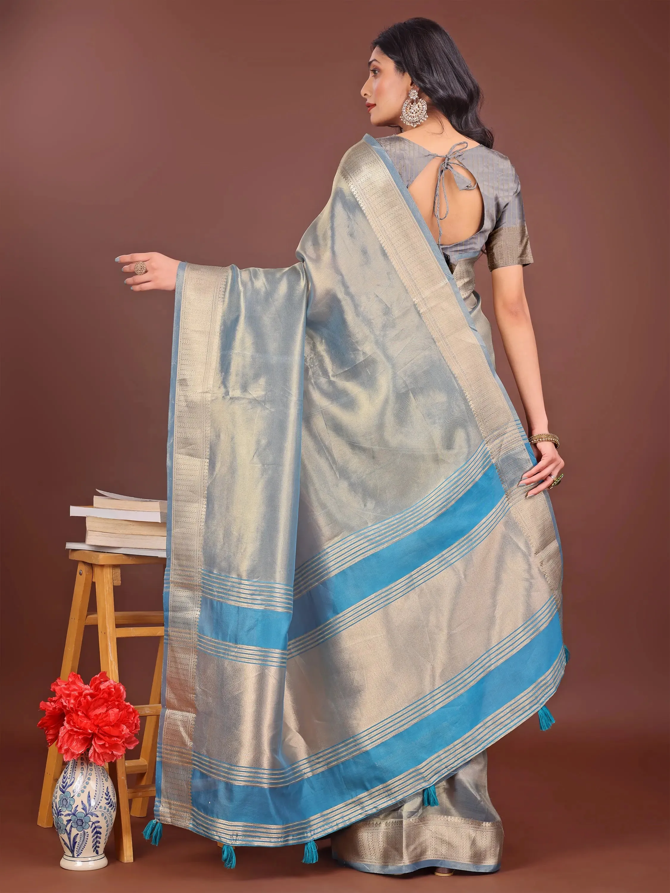 Gray Organza Saree