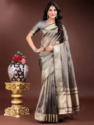 Gray Organza Saree
