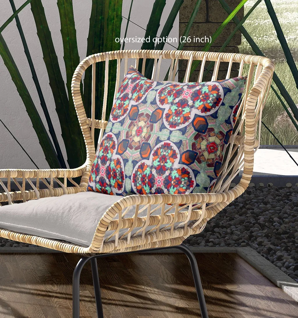 Green Orange Cloverleaf Indoor Outdoor Throw Pillow