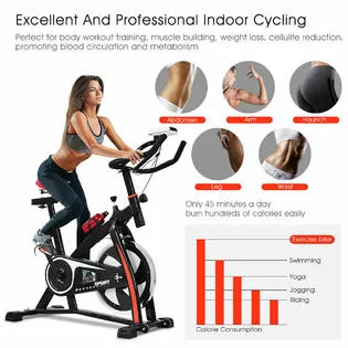 Gymax Exercise Bicycle Indoor Bike Cycling Cardio Adjustable Gym Workout Fitness Home.