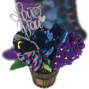 Happy Valentine Sock Bouquet-5 Pairs Anniversary Gift Socks-I Love You Message