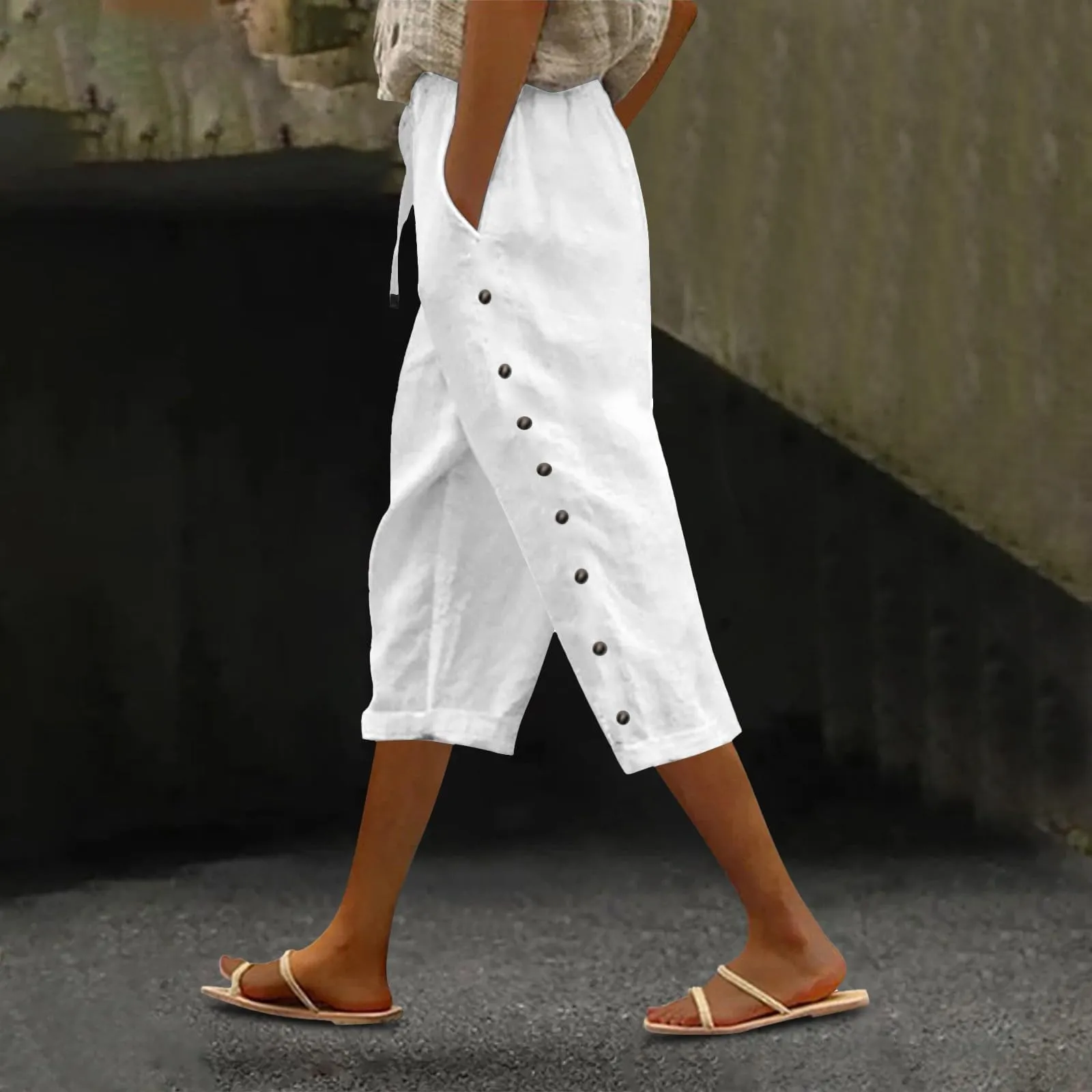 haul Store Clearance Outlet Capri Pants for Women High Waisted Striped Lightweight Summer Ladies Pinstripe Petite Capris Petite Length Pants Deals Under 10 Dollars