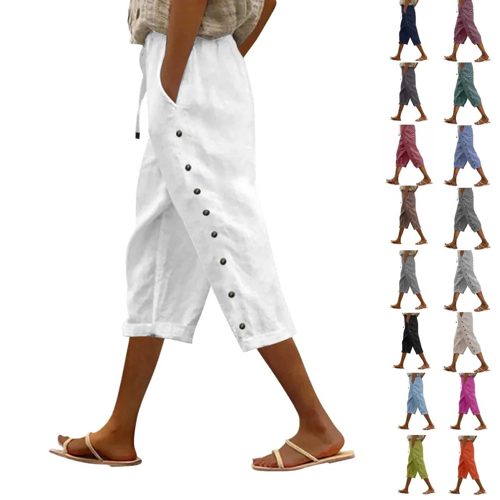 haul Store Clearance Outlet Capri Pants for Women High Waisted Striped Lightweight Summer Ladies Pinstripe Petite Capris Petite Length Pants Deals Under 10 Dollars